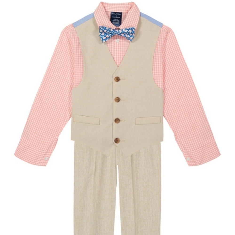 Nautica Boys Micro Texture Vest Set 4 pieces